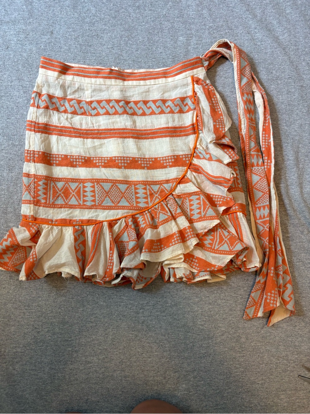 Boden Orange and Cream Tribal-Print Skirt